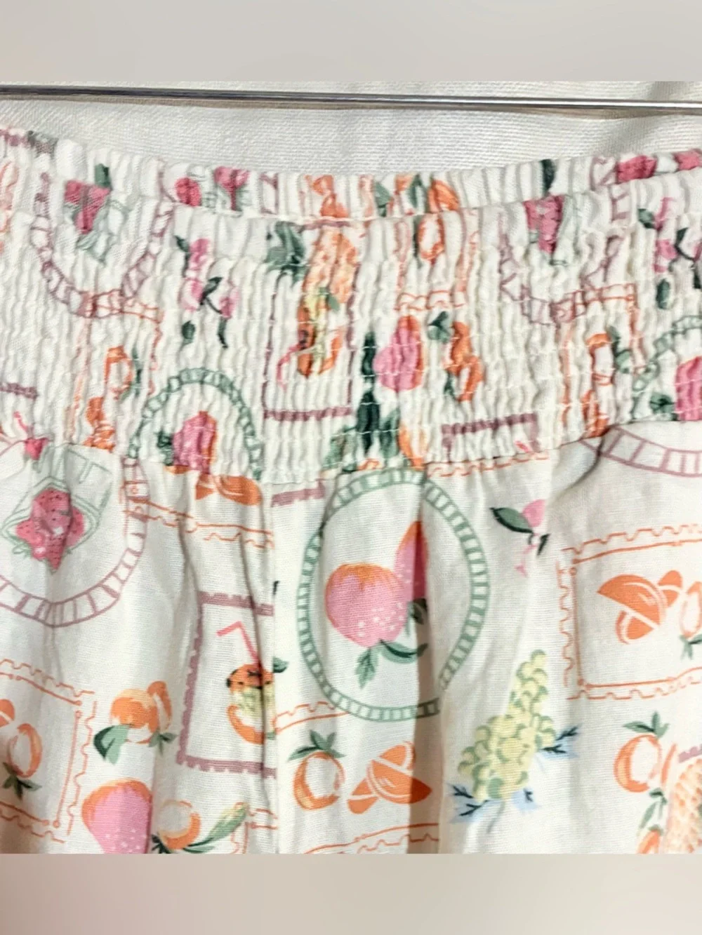 Joie Novelty Wide Leg Linen Pants Sz L  Pull On Fruit Organic Breathable Comfy - Picture 5 of 10